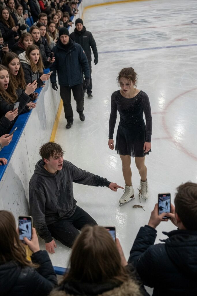 Ragazzo salva campionessa sul ghiaccio