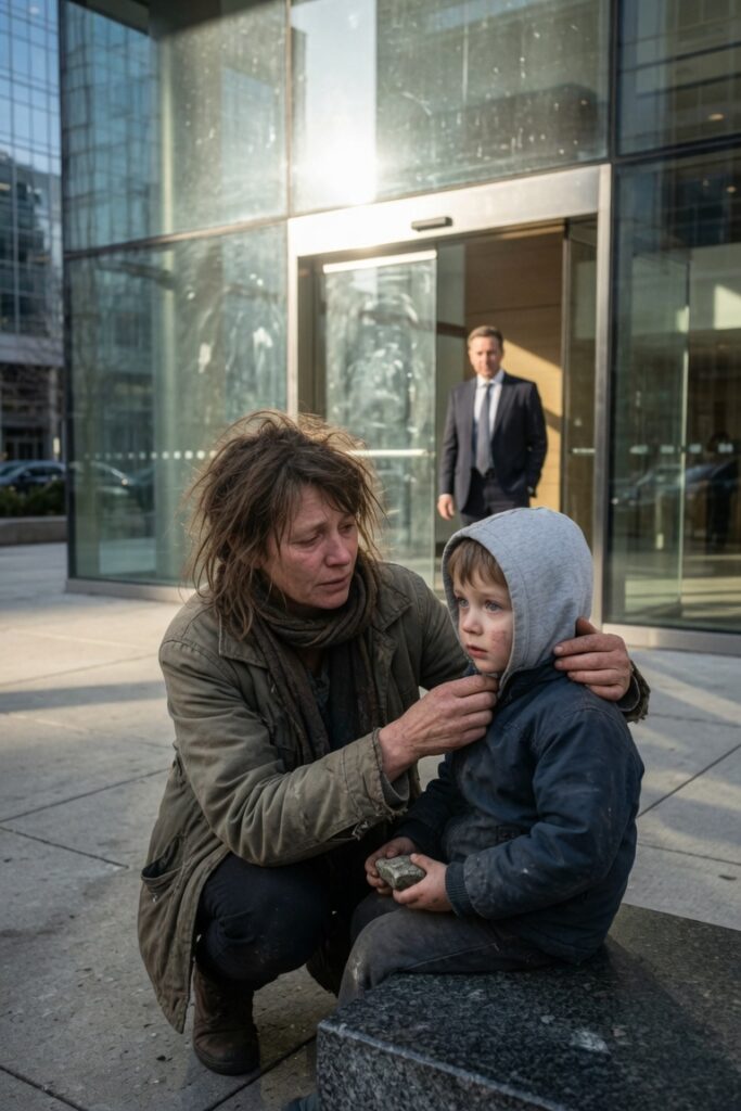Madre coraggiosa col figlio insieme