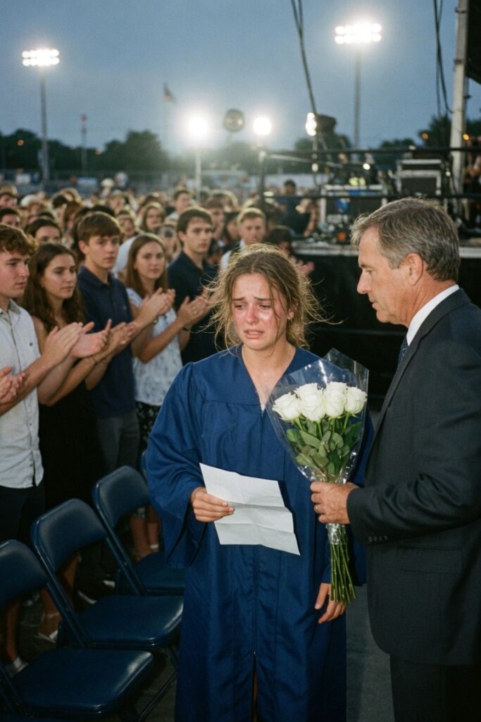 Studentessa premiata davanti pubblico emozionato