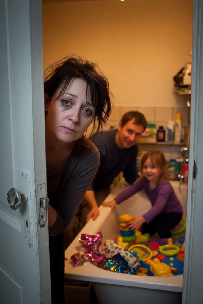 Madre osserva famiglia con apprensione