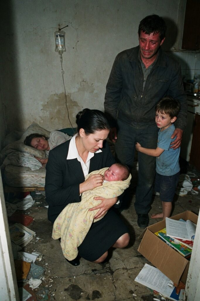 Dirigente consola famiglia durante crisi
