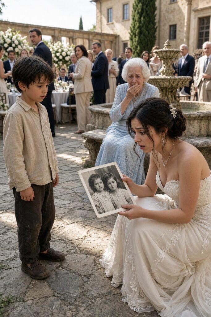 Un bambino affamato lasciò una vecchia fotografia ai piedi della sposa: quando la donna riconobbe il volto, il segreto di settant’anni tornò a vivere