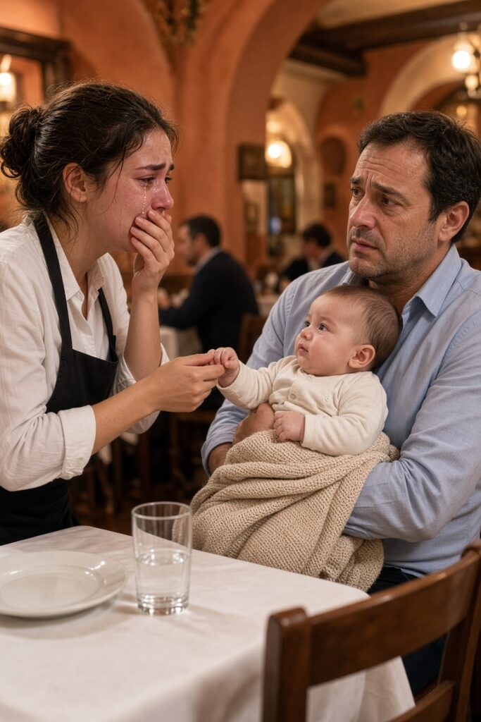 Il neonato rifiutava chiunque, ma quando afferrò il dito della cameriera, suo padre le fece una domanda che lasciò il ristorante senza parole