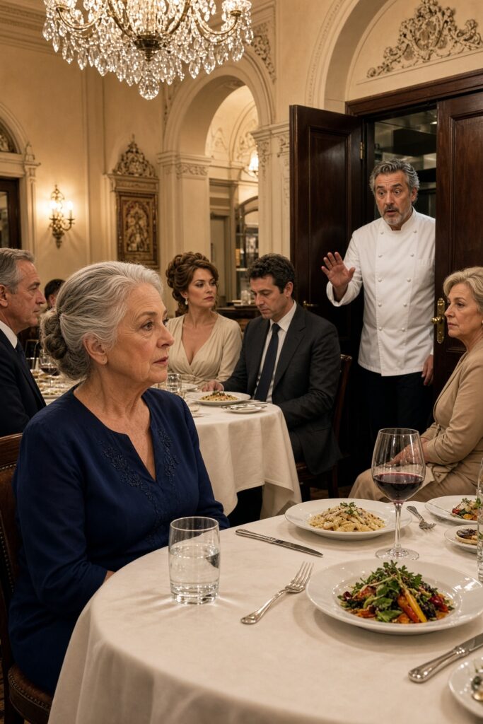 Mia nuora mi lasciò soltanto un bicchiere d’acqua durante la cena, ma quando lo chef uscì dalla cucina e mi chiamò Signora Elena, tutti impallidirono